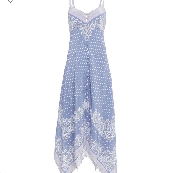 Intermix 100% Silk Isla Scarf Midi Dress Size 2 Blue/Lilac - Picture 5 of 16